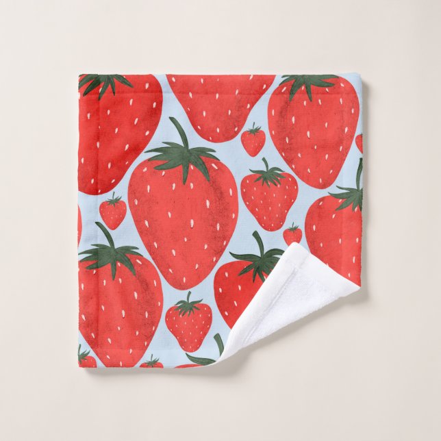 Summer pattern with strawberries isolated on light wash cloth (Wash Cloth)