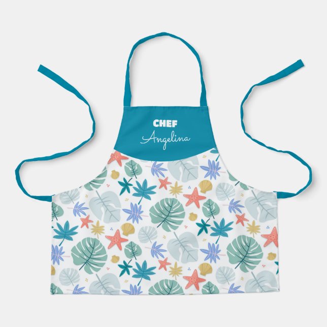Summer pattern with tropical leaves apron (Front)