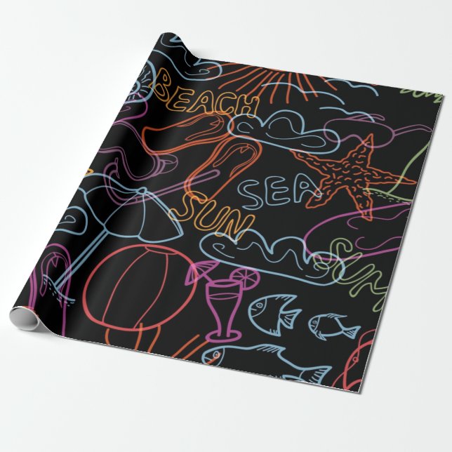 Summer pattern wrapping paper (Unrolled)