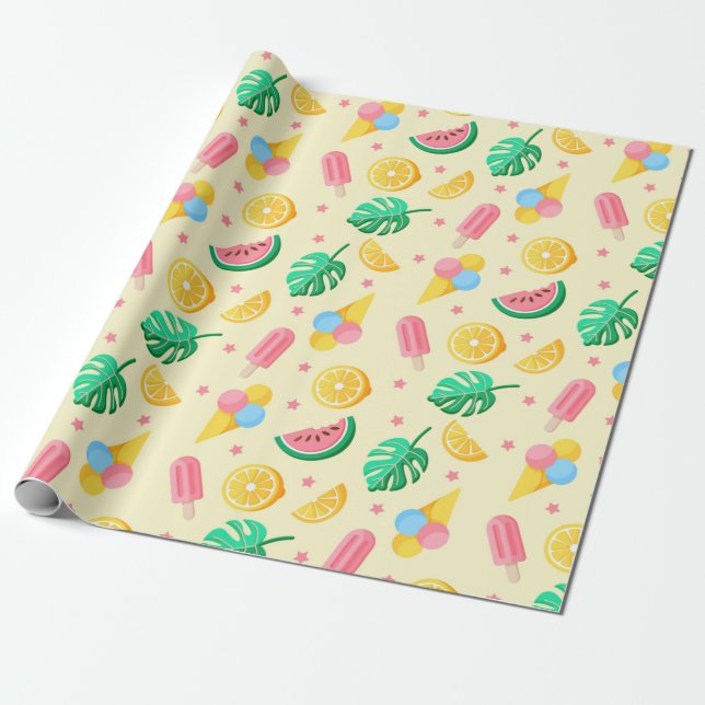 Summer Pattern Wrapping Paper (Unrolled)