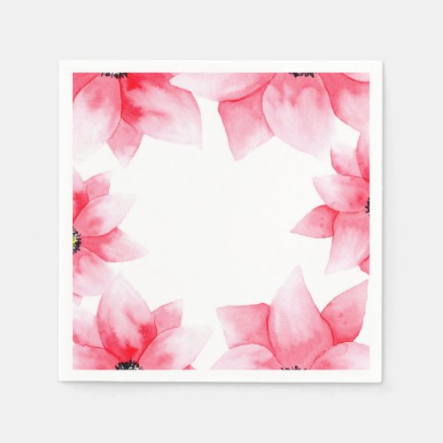 Summer Peach Coral Watercolor Floral Chic Napkins