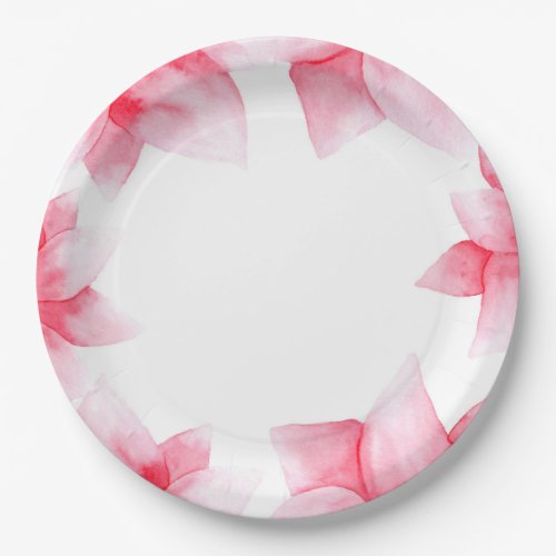 Summer Peach Coral Watercolor Floral Chic Paper Plates