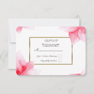 Summer Peach Coral Watercolor Floral RSVP Reply