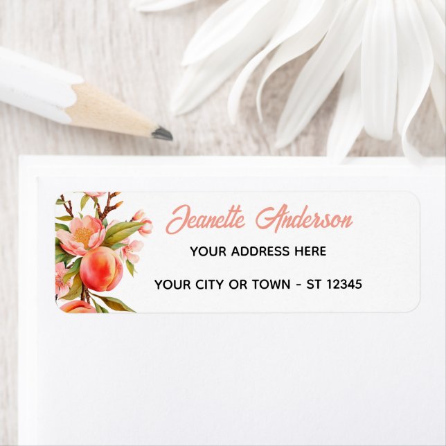 Summer Peach Floral Mailing Label (Insitu)