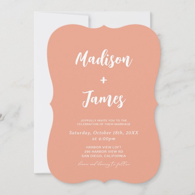 Summer Peach Orange Wedding  Invitation (Front)