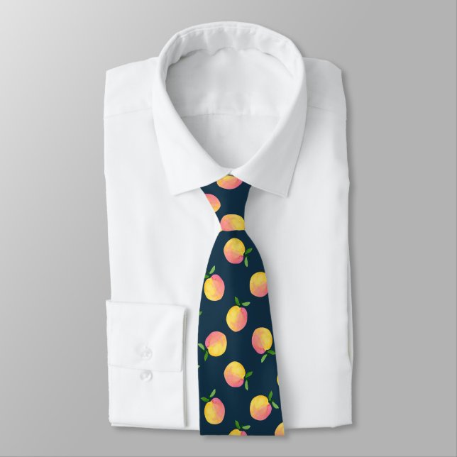 Summer Peach Pattern Neck Tie (Tied)
