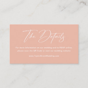 Summer Peach Pink Sunset Wedding Website Enclosure Card