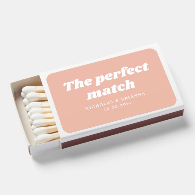 Summer Peach Wedding  Matchboxes (Front Open)