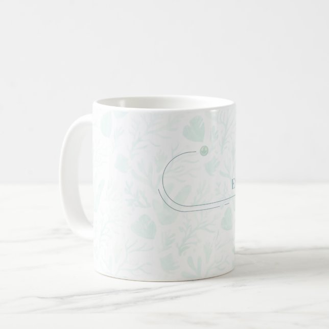 Summer Pearl Watercolor Ocean Design Coffee Mug (Front Left)