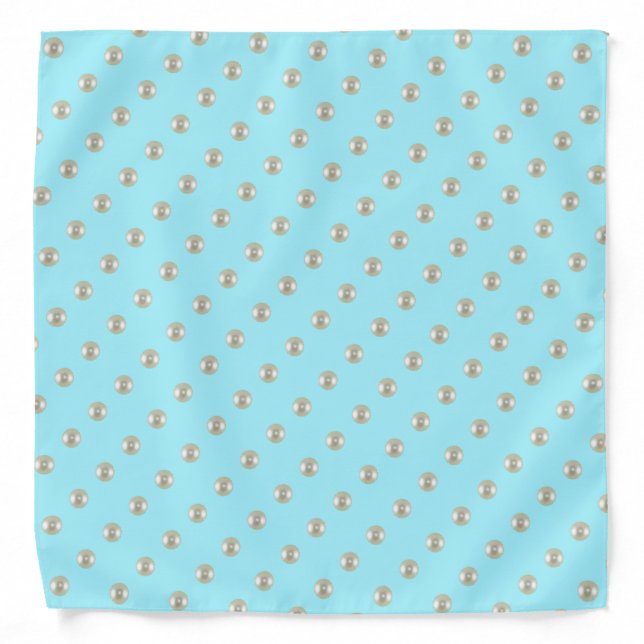 Summer pearls on light blue bandana (Front)