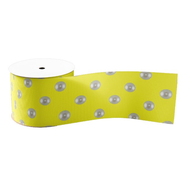 Summer pearls on yellow grosgrain ribbon (Spool)