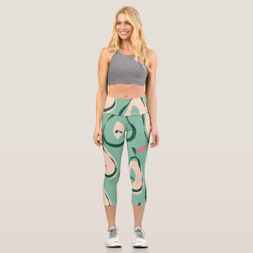 Summer pears fresh fruit pattern capri leggings