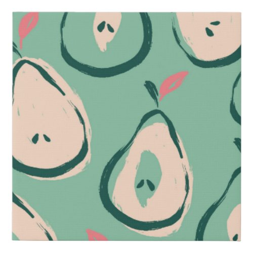 Summer pears fresh fruit pattern faux canvas print