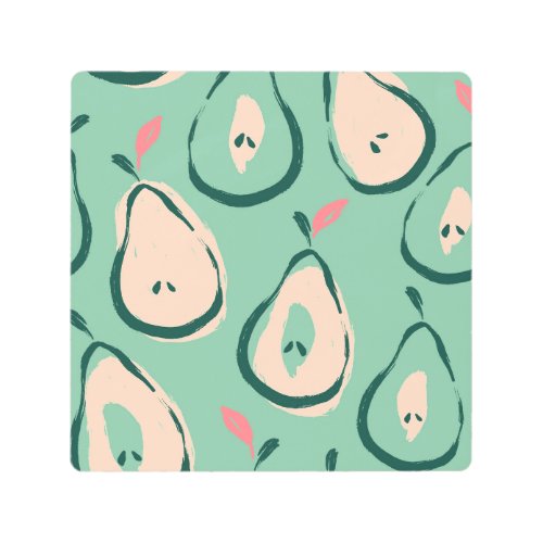 Summer pears fresh fruit pattern metal print