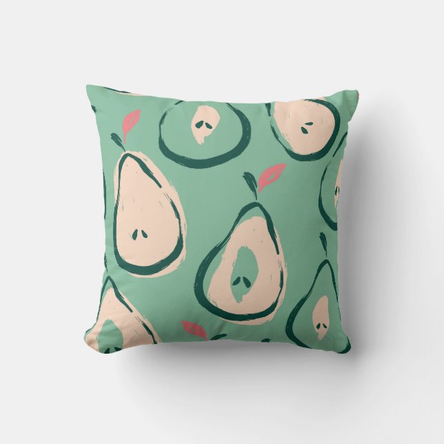 Summer pears: fresh fruit pattern. throw pillow (Front)