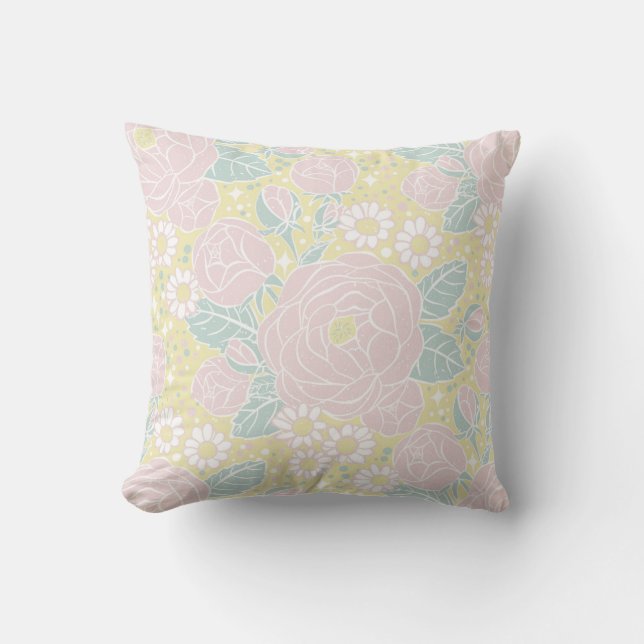Summer peonies - piglet & butter throw pillow (Front)