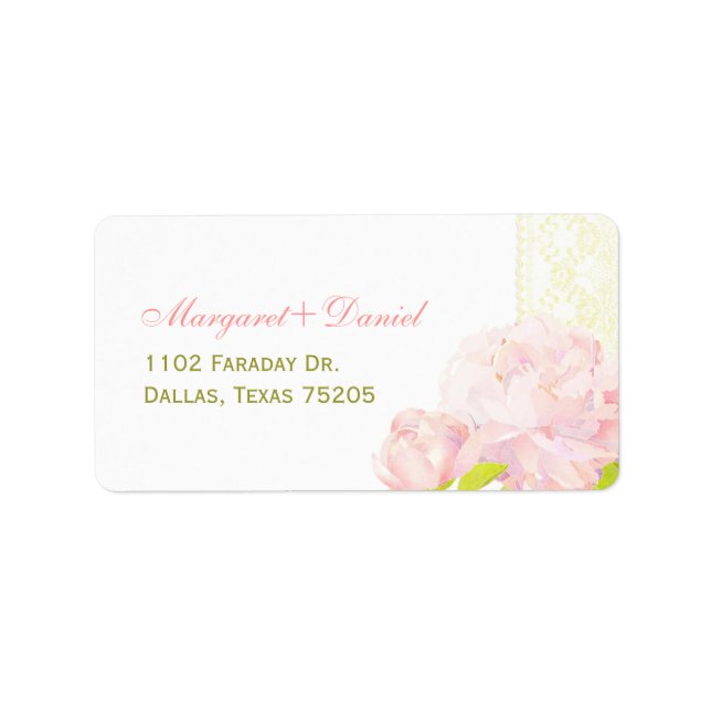 Summer Peony Wedding Address Label (Front)