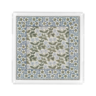 Summer Periwinkle Flower Art Nouveau Botanical Acrylic Tray