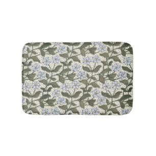 Summer Periwinkle Flower Art Nouveau Botanical Bath Mat
