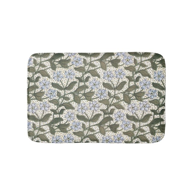 Summer Periwinkle Flower Art Nouveau Botanical Bath Mat (Front)