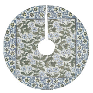 Summer Periwinkle Flower Art Nouveau Botanical Brushed Polyester Tree Skirt