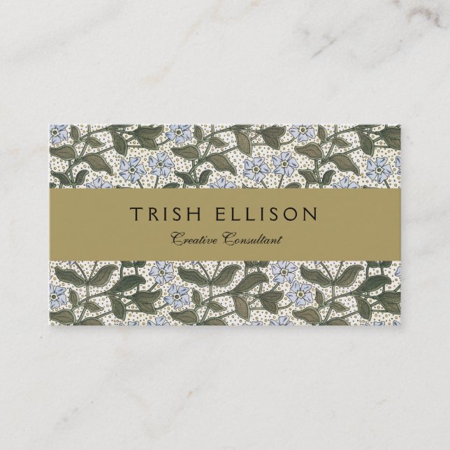 Summer Periwinkle Flower Art Nouveau Botanical Business Card (Front)