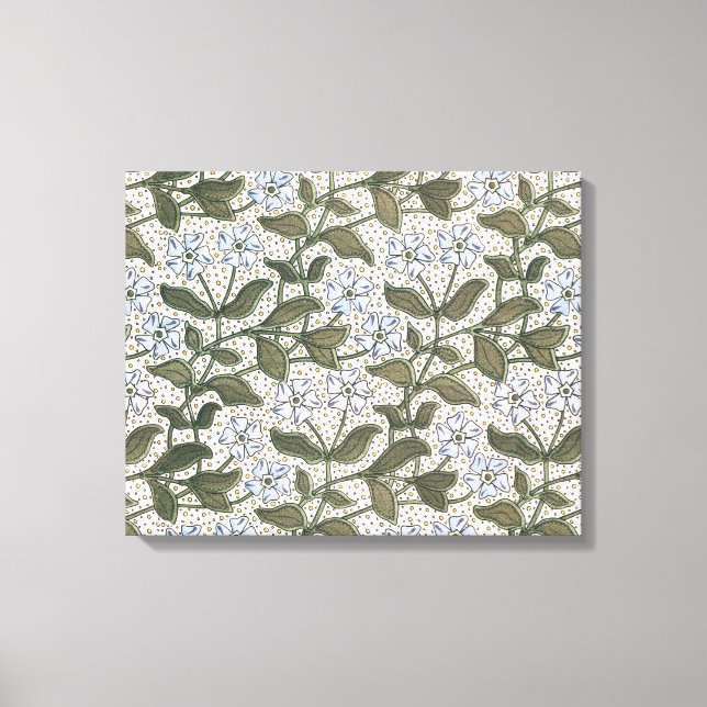 Summer Periwinkle Flower Art Nouveau Botanical Canvas Print (Front)