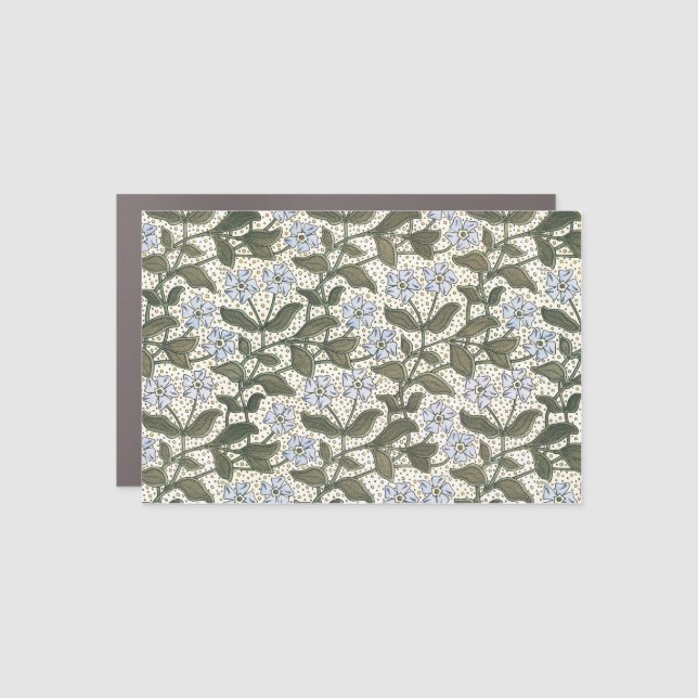 Summer Periwinkle Flower Art Nouveau Botanical Car Magnet (Front)