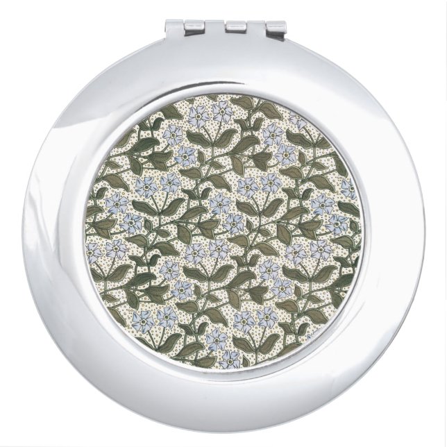 Summer Periwinkle Flower Art Nouveau Botanical Compact Mirror (Front)