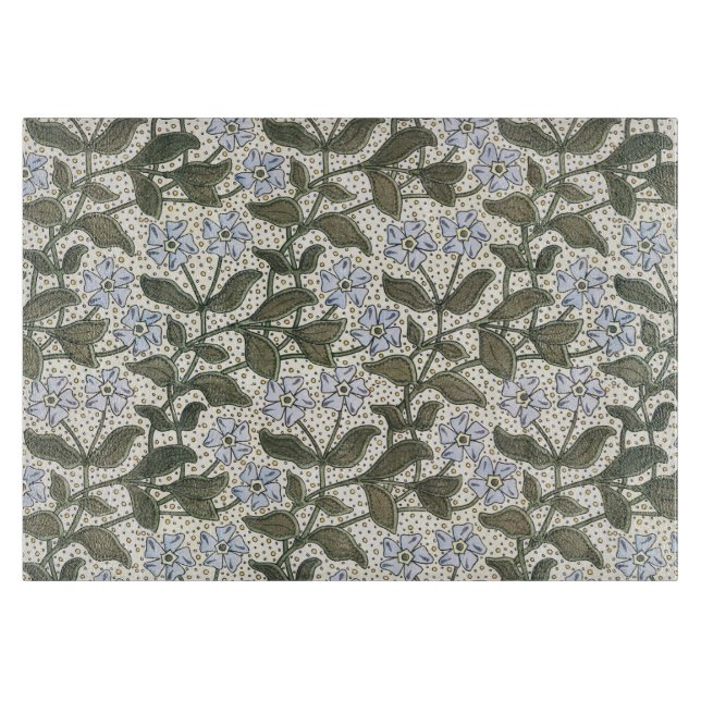 Summer Periwinkle Flower Art Nouveau Botanical Cutting Board (Front)
