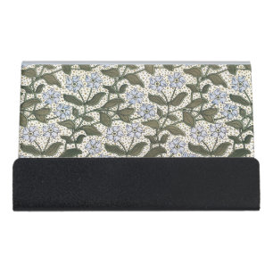 Summer Periwinkle Flower Art Nouveau Botanical Desk Business Card Holder