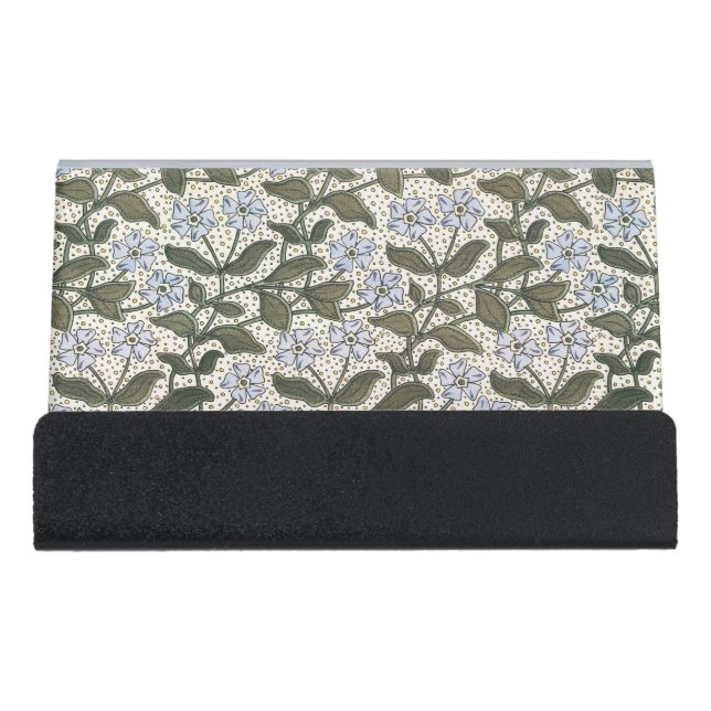 Summer Periwinkle Flower Art Nouveau Botanical Desk Business Card Holder (Front)