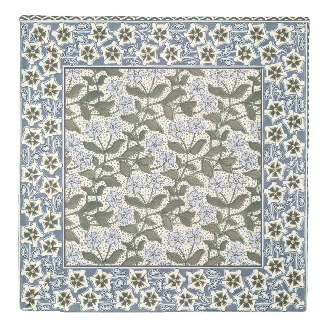 Summer Periwinkle Flower Art Nouveau Botanical Duvet Cover (Front)