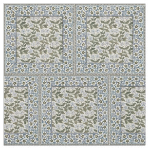 Summer Periwinkle Flower Art Nouveau Botanical Fabric