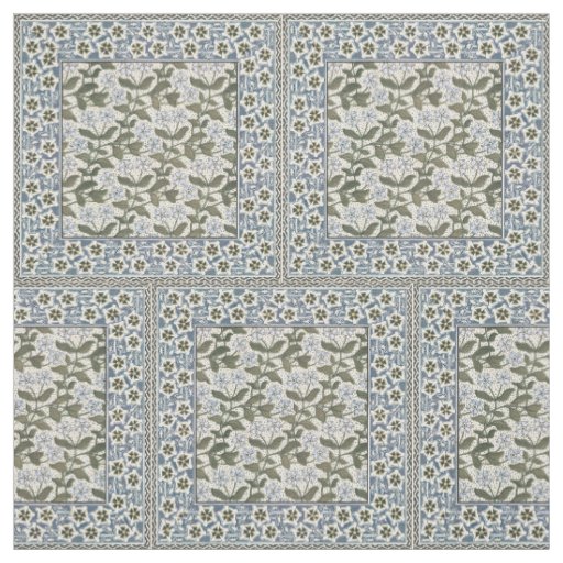 Summer Periwinkle Flower Art Nouveau Botanical Fabric