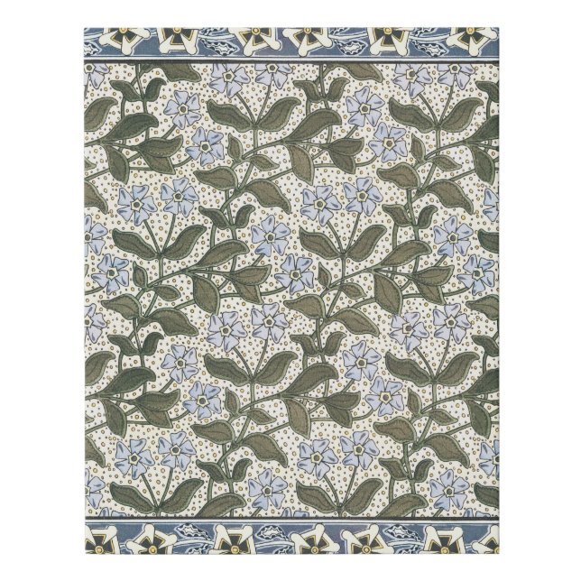 Summer Periwinkle Flower Art Nouveau Botanical Faux Canvas Print (Front)