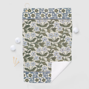 Summer Periwinkle Flower Art Nouveau Botanical Golf Towel