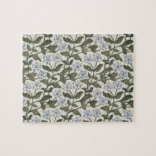 Summer Periwinkle Flower Art Nouveau Botanical Jigsaw Puzzle