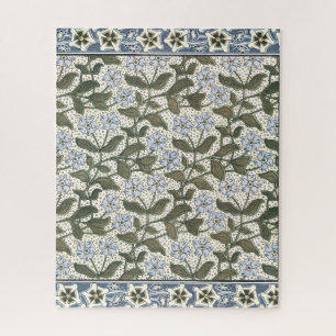 Summer Periwinkle Flower Art Nouveau Botanical Jigsaw Puzzle