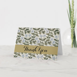 Summer Periwinkle Flower Art Nouveau Botanical Letterpress Thank You Card