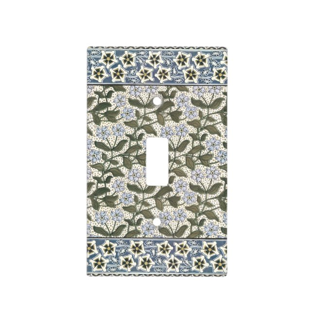 Summer Periwinkle Flower Art Nouveau Botanical Light Switch Cover (Front)