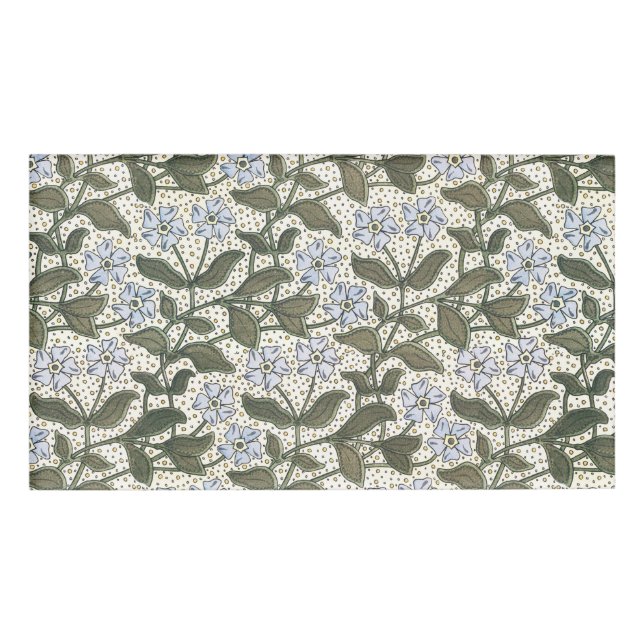 Summer Periwinkle Flower Art Nouveau Botanical Name Tag (Front)