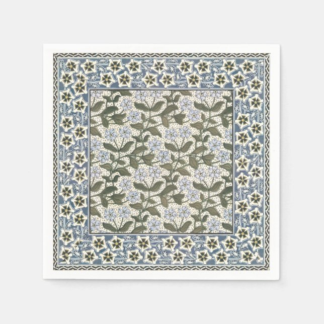 Summer Periwinkle Flower Art Nouveau Botanical Napkins (Front)