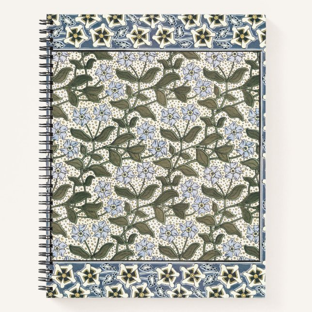Summer Periwinkle Flower Art Nouveau Botanical Notebook (Front)