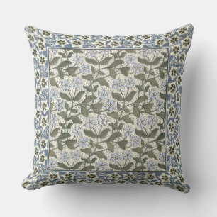 Summer Periwinkle Flower Art Nouveau Botanical Outdoor Pillow