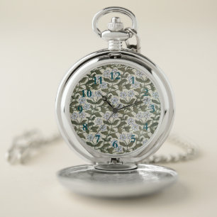 Summer Periwinkle Flower Art Nouveau Botanical Pocket Watch