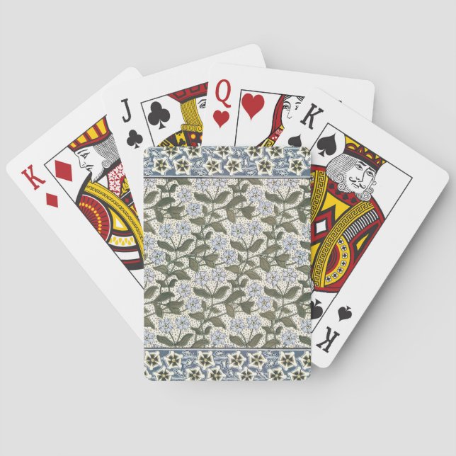 Summer Periwinkle Flower Art Nouveau Botanical Poker Cards (Back)