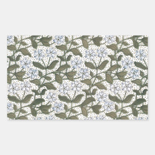 Summer Periwinkle Flower Art Nouveau Botanical Rectangular Sticker