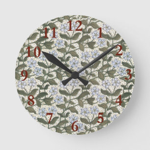 Summer Periwinkle Flower Art Nouveau Botanical Round Clock