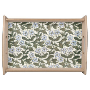 Summer Periwinkle Flower Art Nouveau Botanical Serving Tray